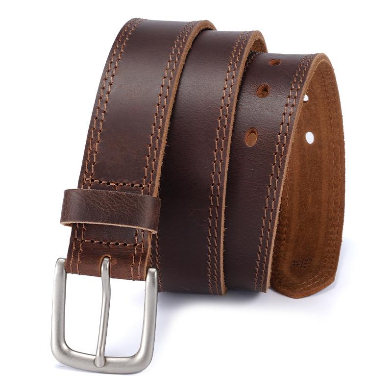 Retro Belt for Men Genuine Leather Casual Business Cowhide Belt for Men Middle Aged and Young Men Versatile Pin Buckle Belt