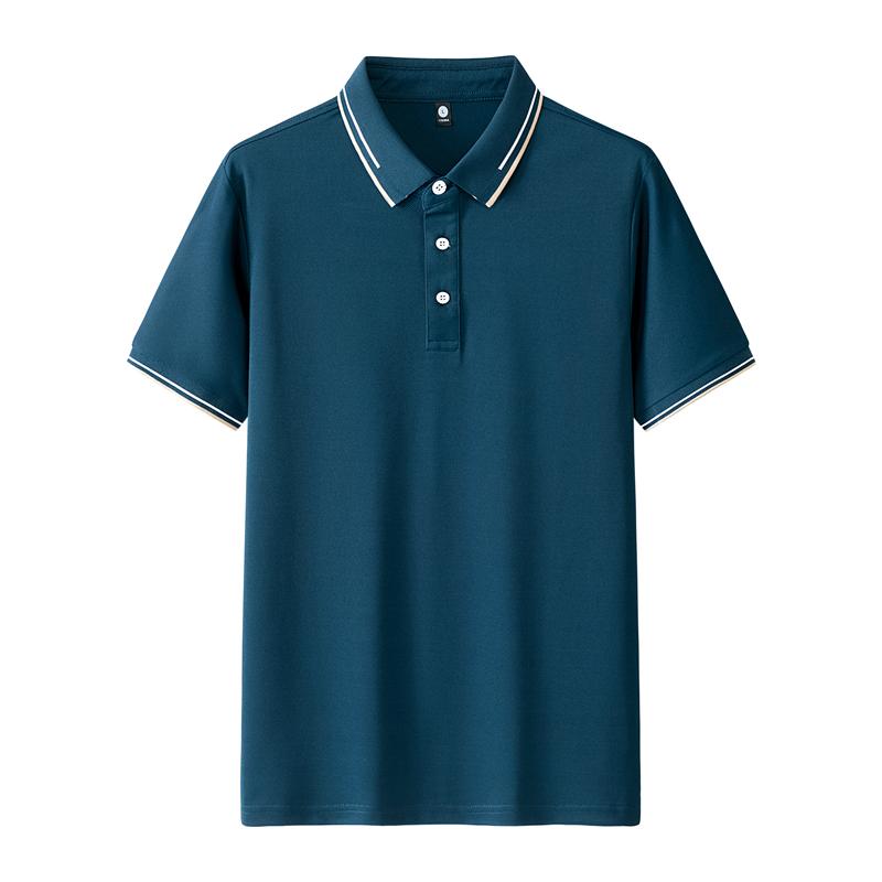 

Summer Solid Color Men s Short Sleeved T-shirt Thin Business Lapel Men s Polo Shirt XL море синього кольору