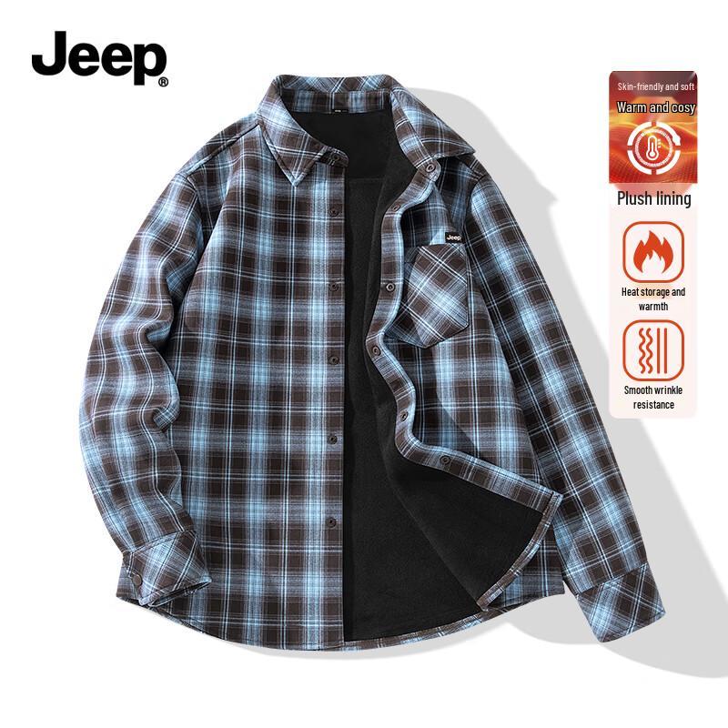 JEEP Men s Plush Flannel Long-Sleeve Shirt L
