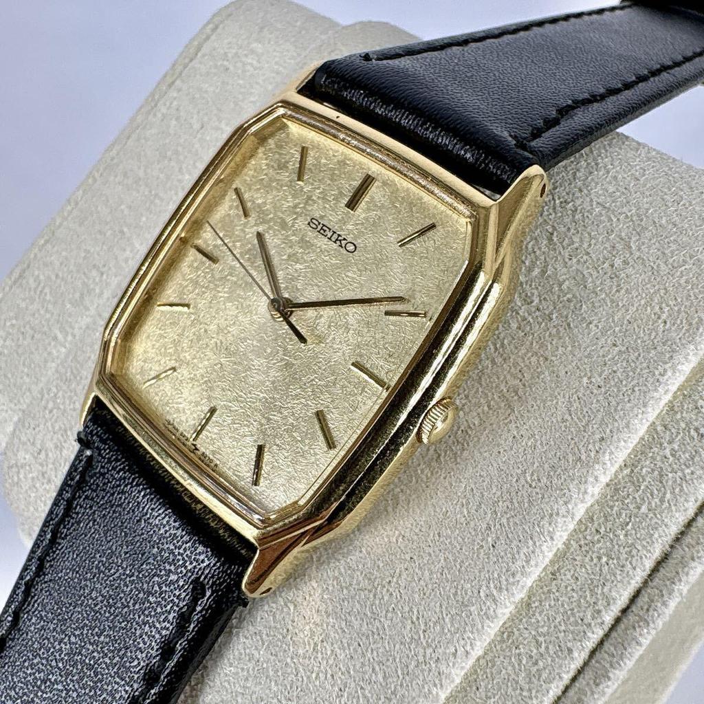 Used [New Battery Replacement/working Item] Seiko Men's Watch Square Gold Japanese Paper Style Dial Vintage SEIKO