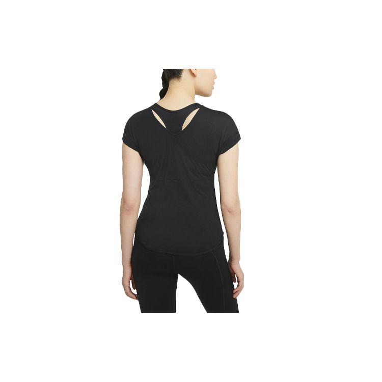 Nike Breathe Casual Sports Breathable Round Neck Short Sleeve T-Shirt Women Tops Black CZ9611-010
