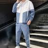 Sport  Suit Contrast Colors Hooded Drawstring Cardigan Ankle Banded Pants Suit for Daily Wear