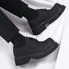 Derby Shoes Black Men's Shoes 2025 New Winter Platform Heightening Big Head Shoes Casual Matte Men's Round Head Leather Shoes