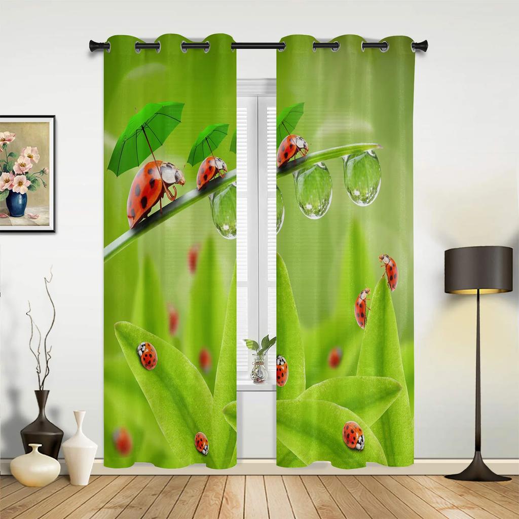 Green Leaf Ginkgo Modern Hall Curtains For Living Room Kitchen Boy Girl Bedroom Long Curtain For Windows Cortinas Home Decor
