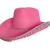Handmade Woman Bride Cowgirl Hat Wide Brim Bridal Pink White Fedoras Hat