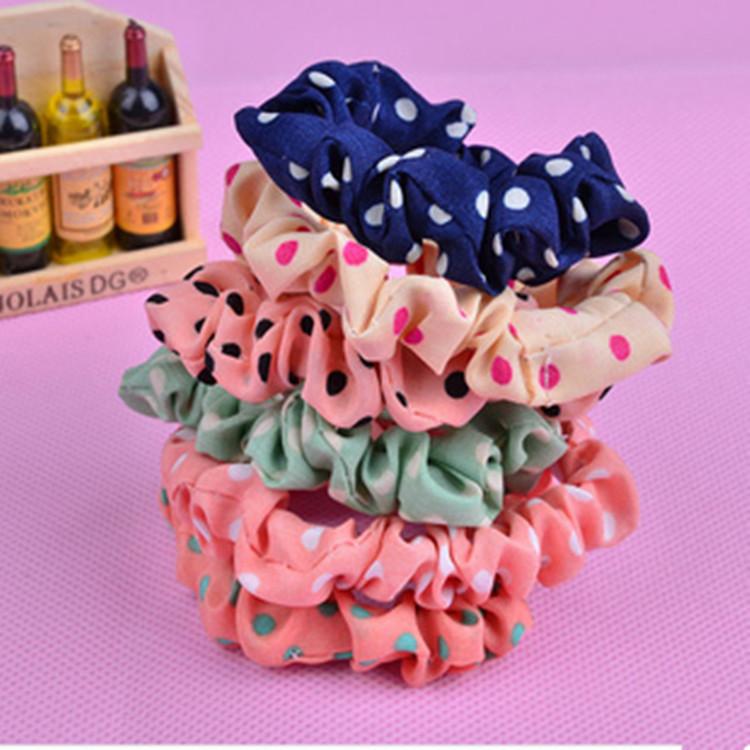 

F225 Hair Accessories Head Jewelry, Candy-Colored Fabric Polka Dot Hair Band, Headrope Rubber Band, 2 Yuan Store Jewelry Mixed Batch