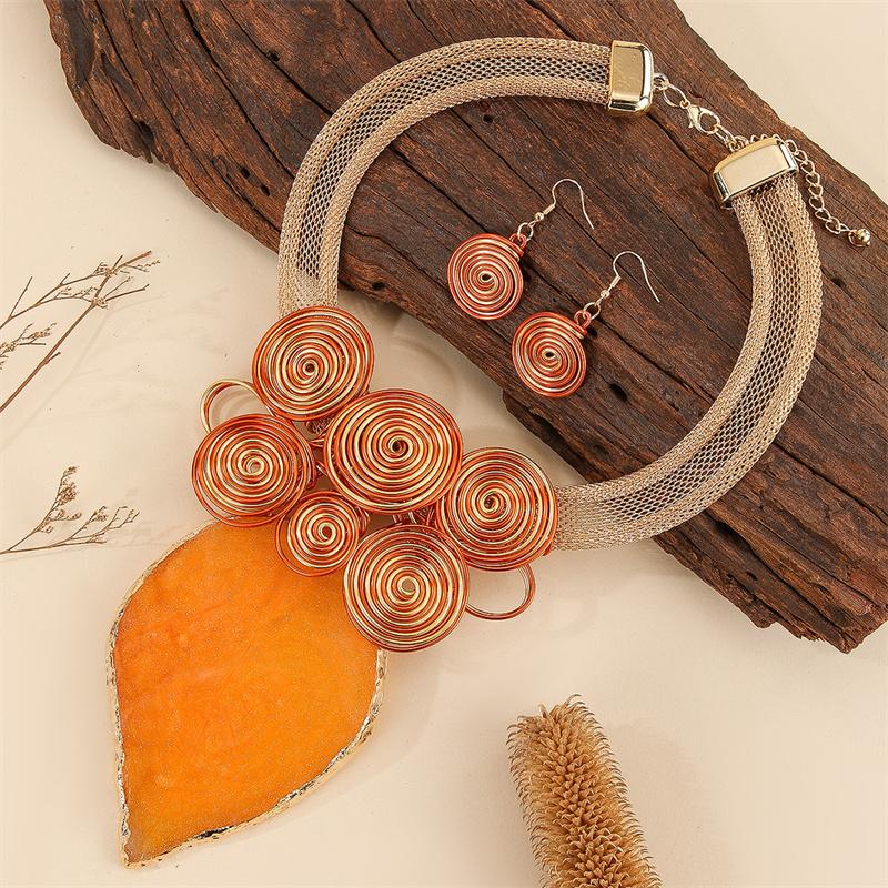 Collier Boucles d'oreilles Feuille Cristal Fait main Vintage Statement Collier Bib Bohème Bijoux Africains Cadeaux