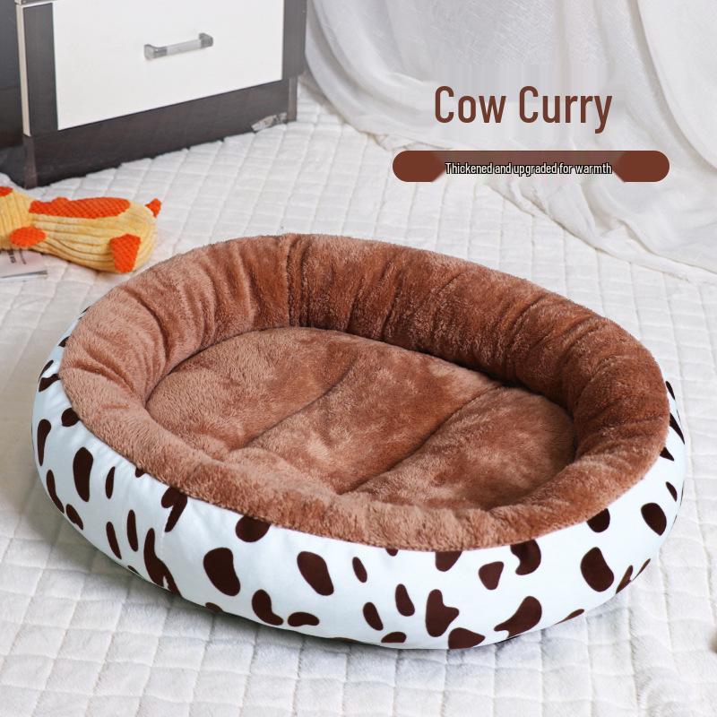 Winter Round Plush Thickened Dog Bed - Deep Sleep Warm Mat for Large Dogs