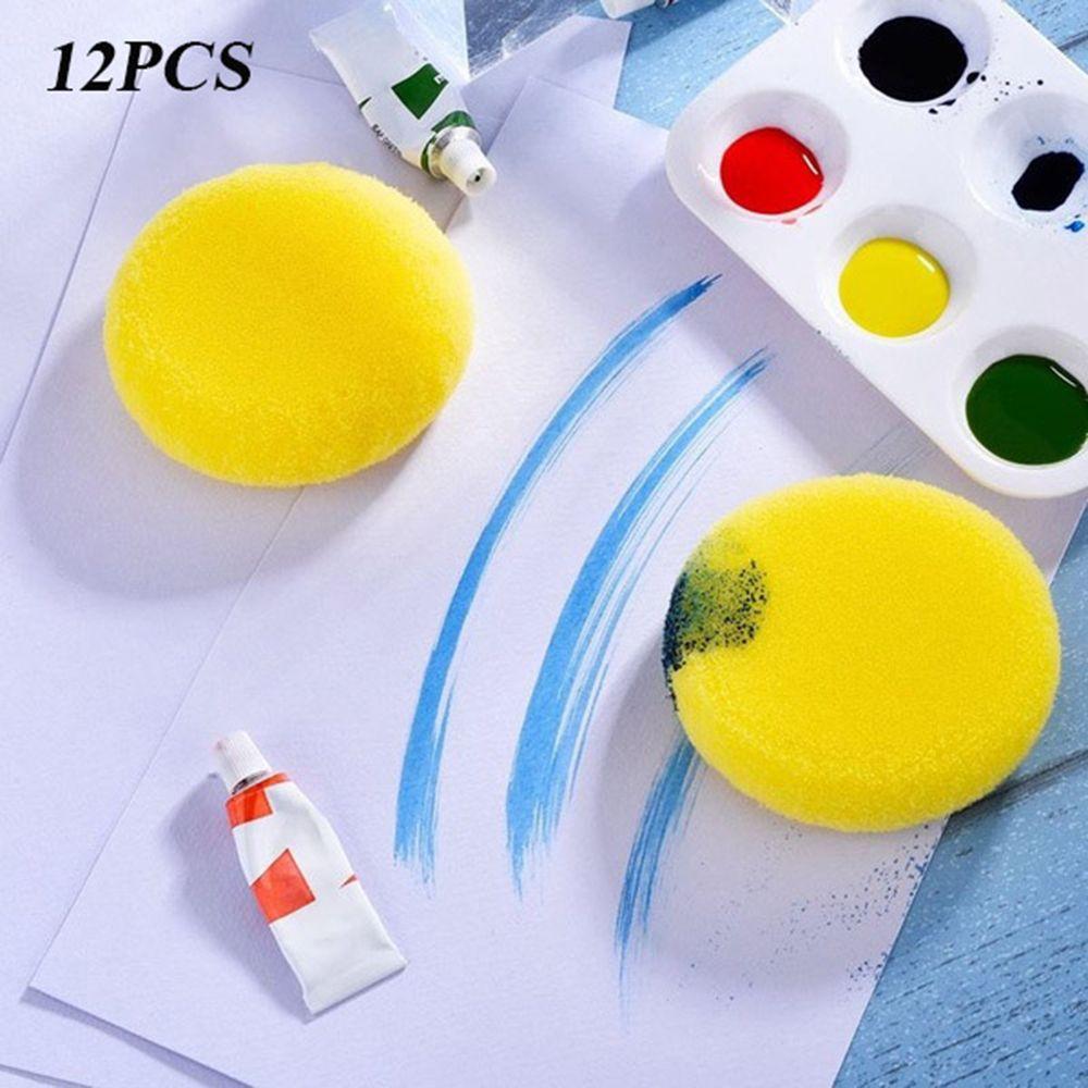 12PCS Cleaning Pottery Crafts Artist Brush Painting Sponge Round Synthetic Watercolor