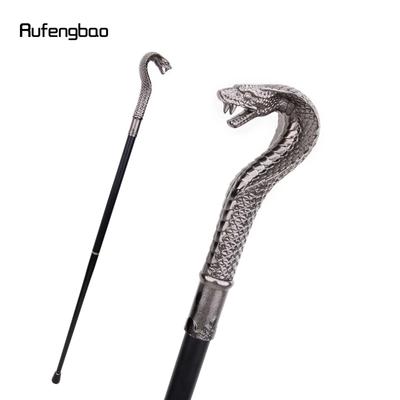 Silberner Luxus-Gehstock mit Schlangengriff, modischer Gehstock für Party, dekorativer Gehstock, eleganter Gehstock mit Crosier-Knopf, 93 cm