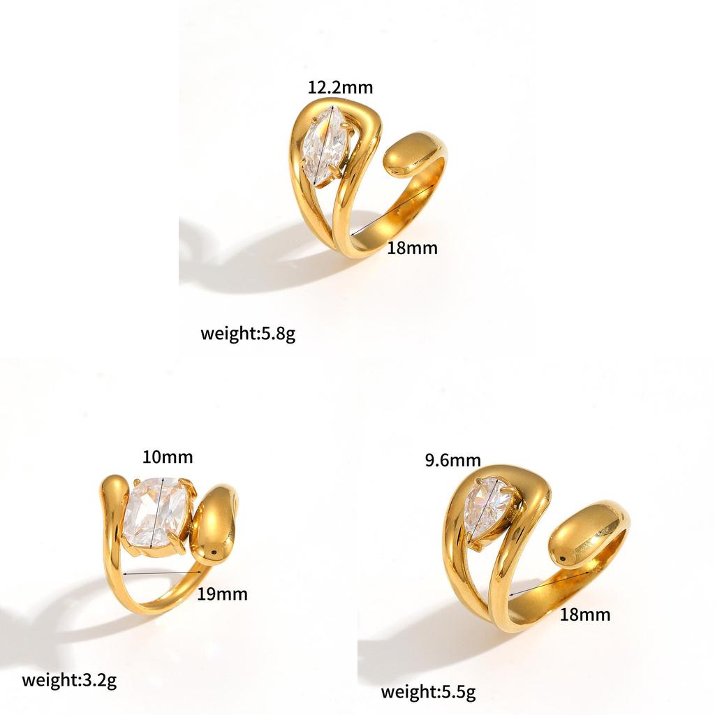 Geometric Stainless Steel Ring For Women With Electroplated Finish And Elegant Style For Fashion Accessories