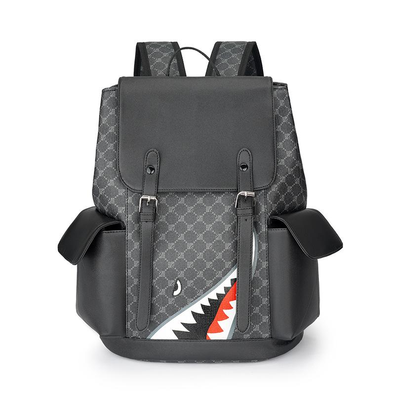 Neue koreanische Version Business-Rucksack Leder Große Kapazität Herren und Damen Trend karierter Rucksack Reisetasche Studenten-Computertasche