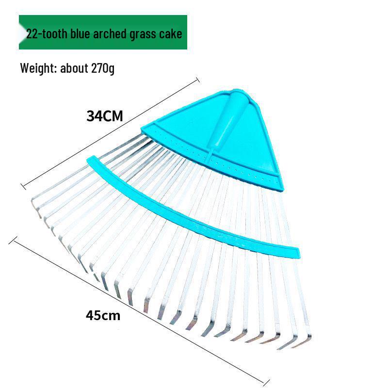 Garden Rake with Long Wooden Handle for Lawn and Leaves