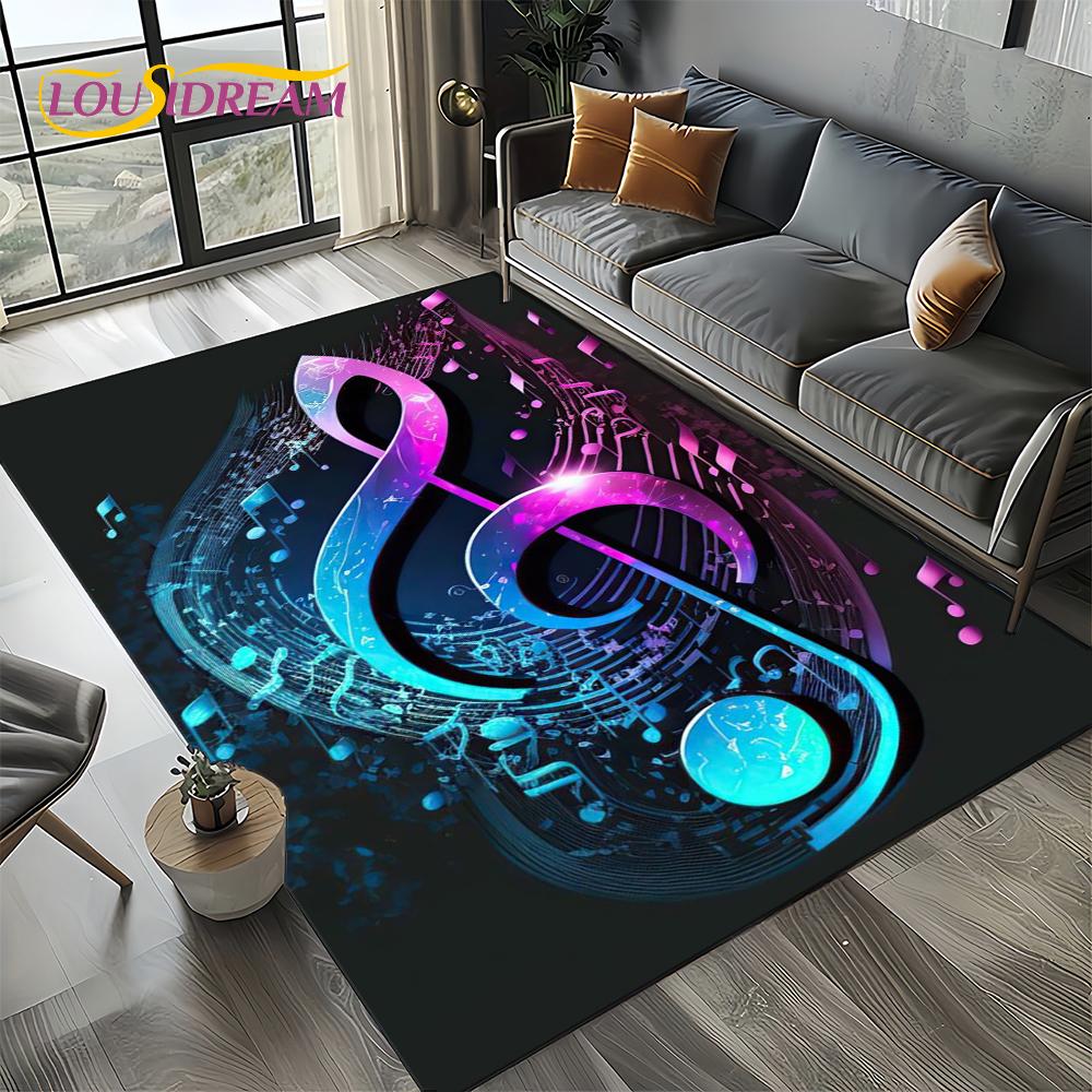 Note Music Colorful Musical Score Cartoon Dream Carpet Rug for Living Room Bedroom Home Sofa Decoration,Kid Non-slip Floor Mat