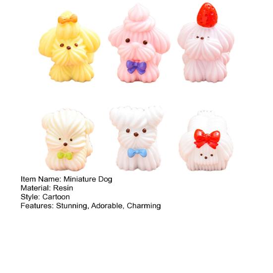 Cute Resin Dog Figurine Miniature Cartoon Cream Puppy Statue for Cake Topper Moss Landscape Fairy Garden DIY Project Home Office Desk Decor