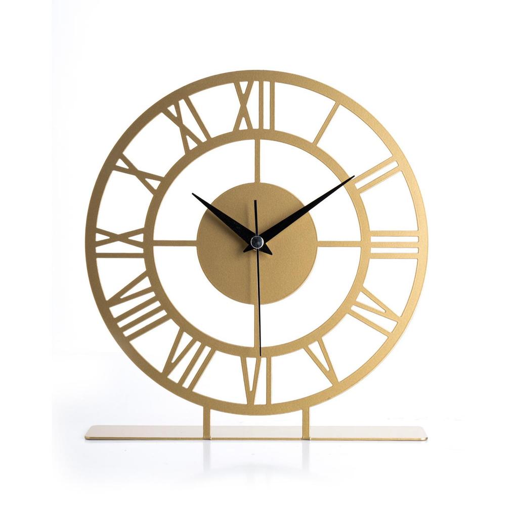 MUYIKA Ceas de birou din metal Roma 25x23cm, 2 opțiuni de design diferite, decorațiuni pentru casă, ceas de masă și birou, ceas elegant pentru casă