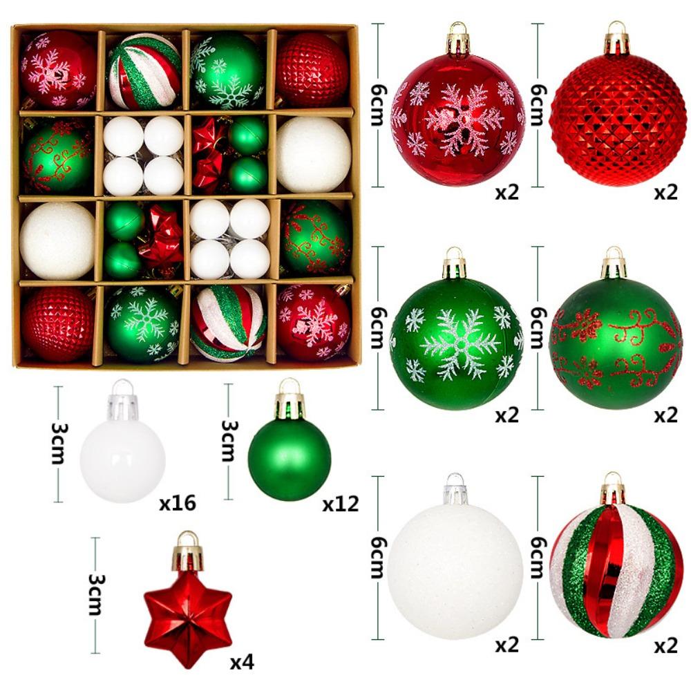 

44PCS Plastic Christmas Ball Set 3-6cm Xmas Baubles Durable Christmas Tree Balls Home 10