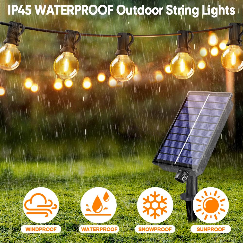 Solar String Lights Outdoor Waterproof 15M String Lights with 31 Bulbs Connectable Patio Lights for Garden Yard Camping Christmas