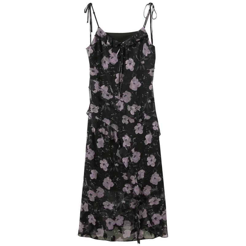 SANCHAI 2026 Summer Floral Strappy A-Line Maxi Dress S 155/80A