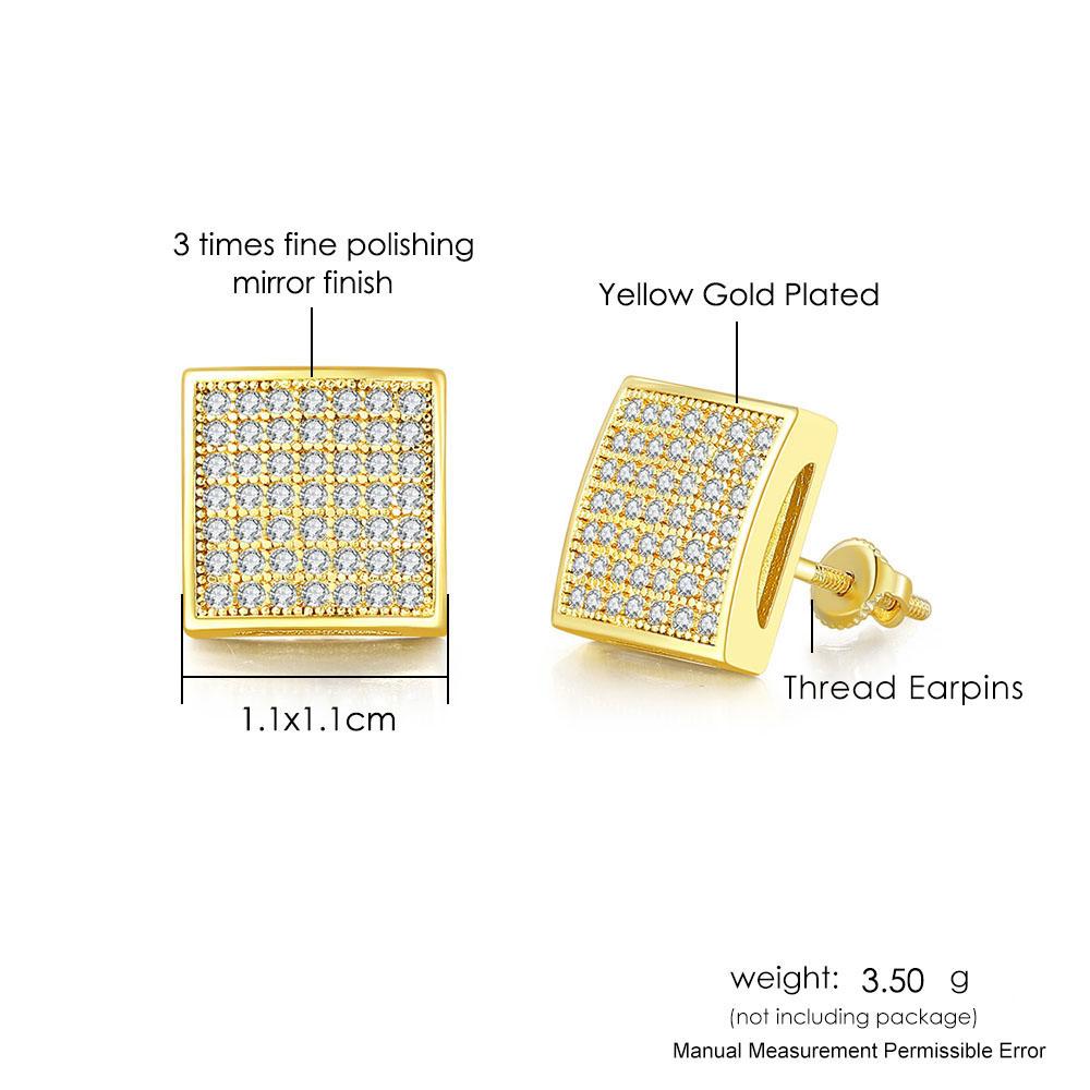 Iced Out Zirconia Stud Earrings For Men Hiphop Gold Color Plated Male Earing Fashion Punk Jewelry Gift Shiny Accessories OHE001