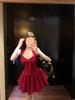Elegant French Rose Bow Knot Dress - Slimming Waist, Summer Short Skirt for Special Occasions