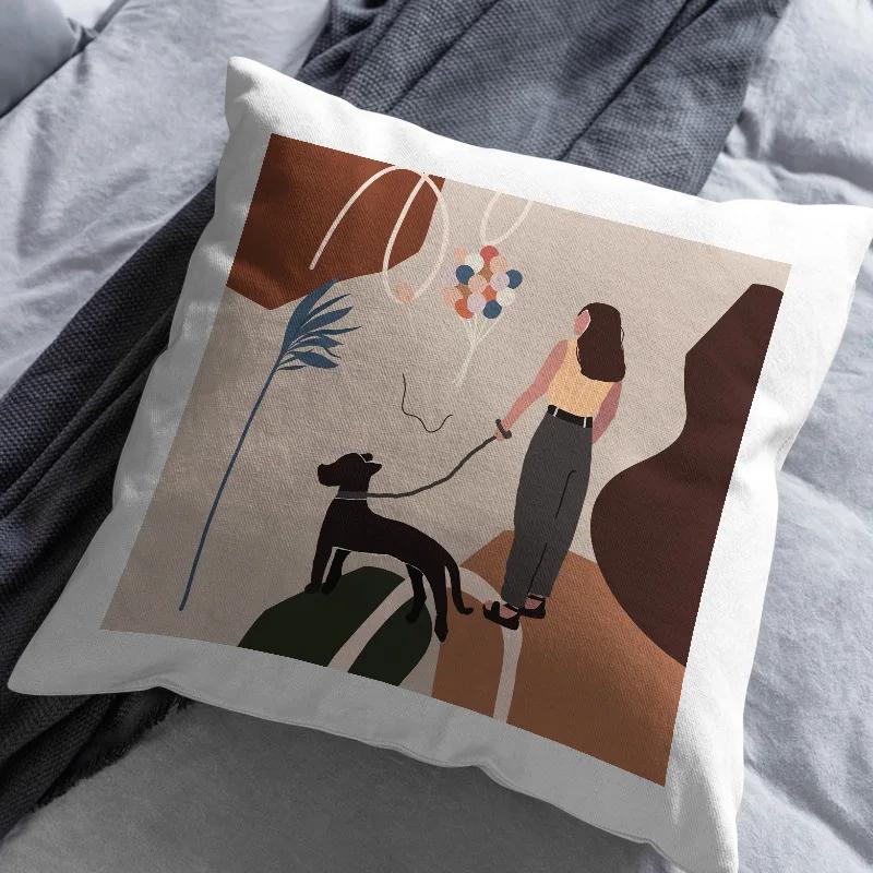 45x45cm Nordic Green Leaf abstract geometric embrace pillowcase Comfortable sofa Office Seat cushion cover Home decor Pillowcase