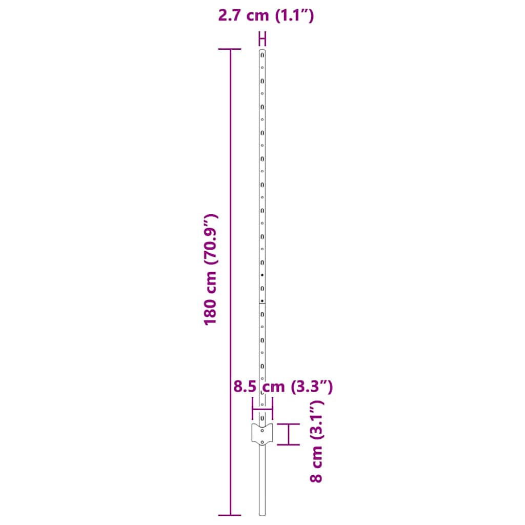 Embedded Fence Post 5 pcs Silver 180 cm