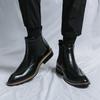 Fashion Chelsea Men Boots British Style Soft Leather Thick Bottom Ankle Boots Luxury Brand Design Black Wedding Party Social Men's Boots