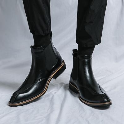 Mode Chelsea Herrenstiefel Britischer Stil Weiches Leder Dicke Sohle Stiefeletten Luxusmarken-Design Schwarz Hochzeitsfeier Gesellschaftliche Herrenstiefel