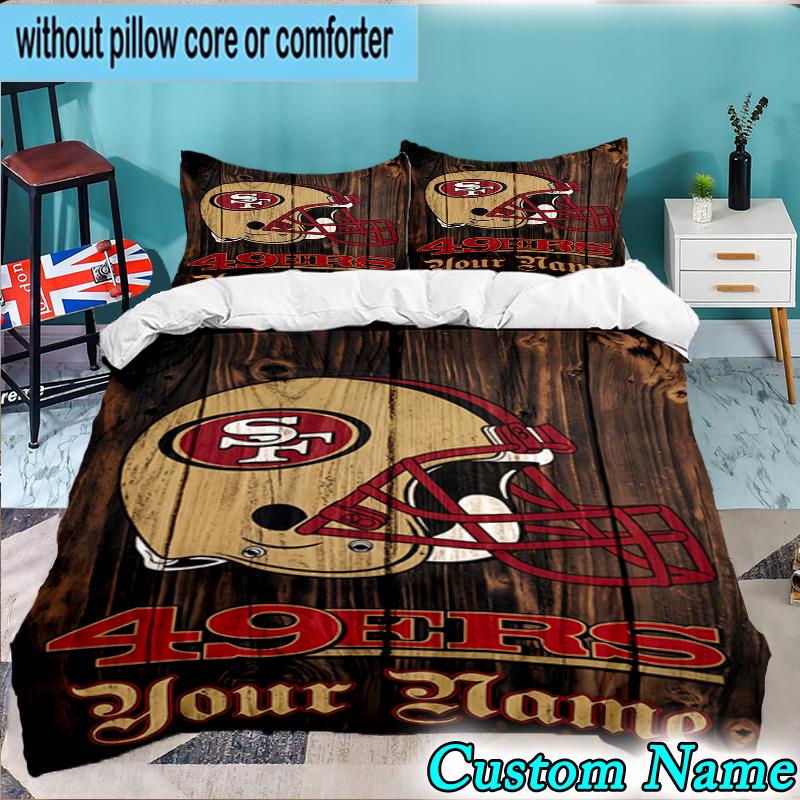 Custom Name 3PCS Faithful 49ers Football Bedding Set,Including Duvet Cover And 2pcs Pillowcases Perfect for Bedroom,Dormitory,Fan Christmas Gift
