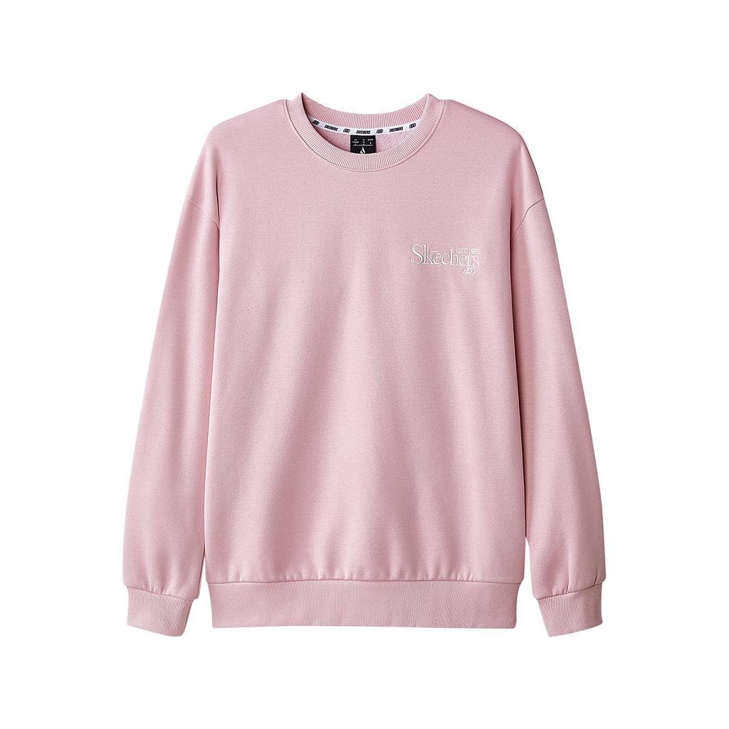 Skechers Fleece Lined Simple College Knit Embroidered Pullover Sweatshirt Unisex Sweatshirt Lavender L324U106-04QT