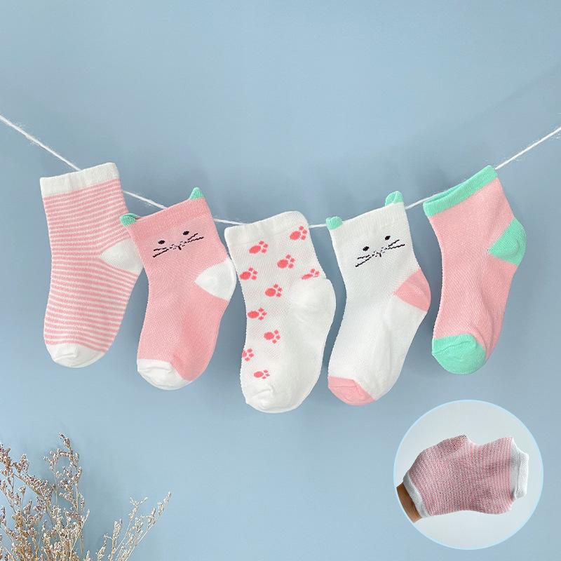 

5 Pairs Sweet Baby Socks Newborn Baby Boy Girls 0-3 Years Kids Soft Cotton Cartoon Animal Cartoon Children s Socks for Girls S(0-1Y)