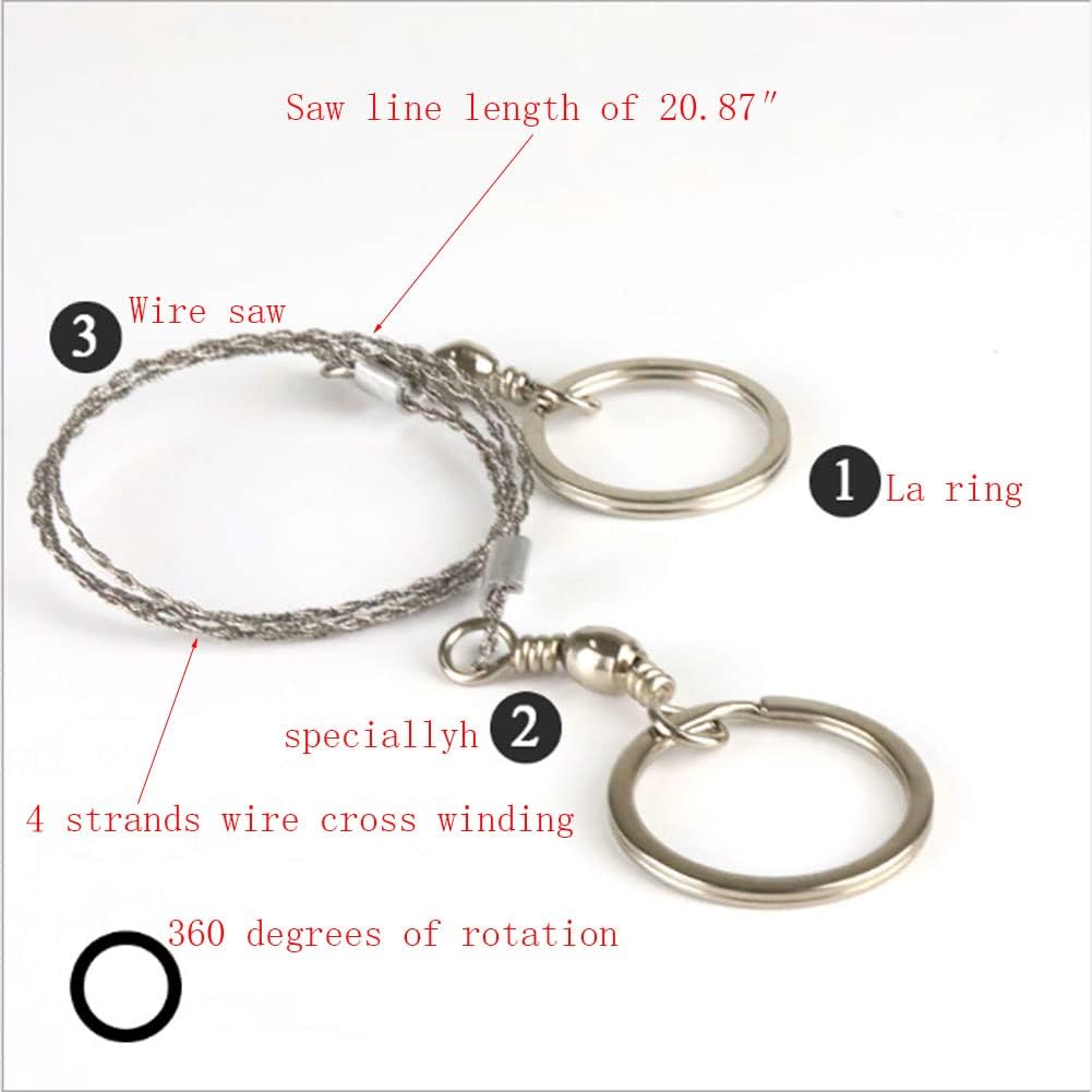Ferăstrău cu sârmă Supraviețuire I Ferăstrău cu lanț de buzunar din oțel inoxidabil Echipament pentru rucsac I Snur de tăiere a cablului cu greutate redusă de 22 inchi I Frânghie pentru ferăstrău cu lanț pentru camping de urgență