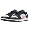 Jordan Air Jordan 1 Slip Resistant Abrasion Resistant Low top Vintage Basketball Shoes GS Black White 553560-040(Team56-)