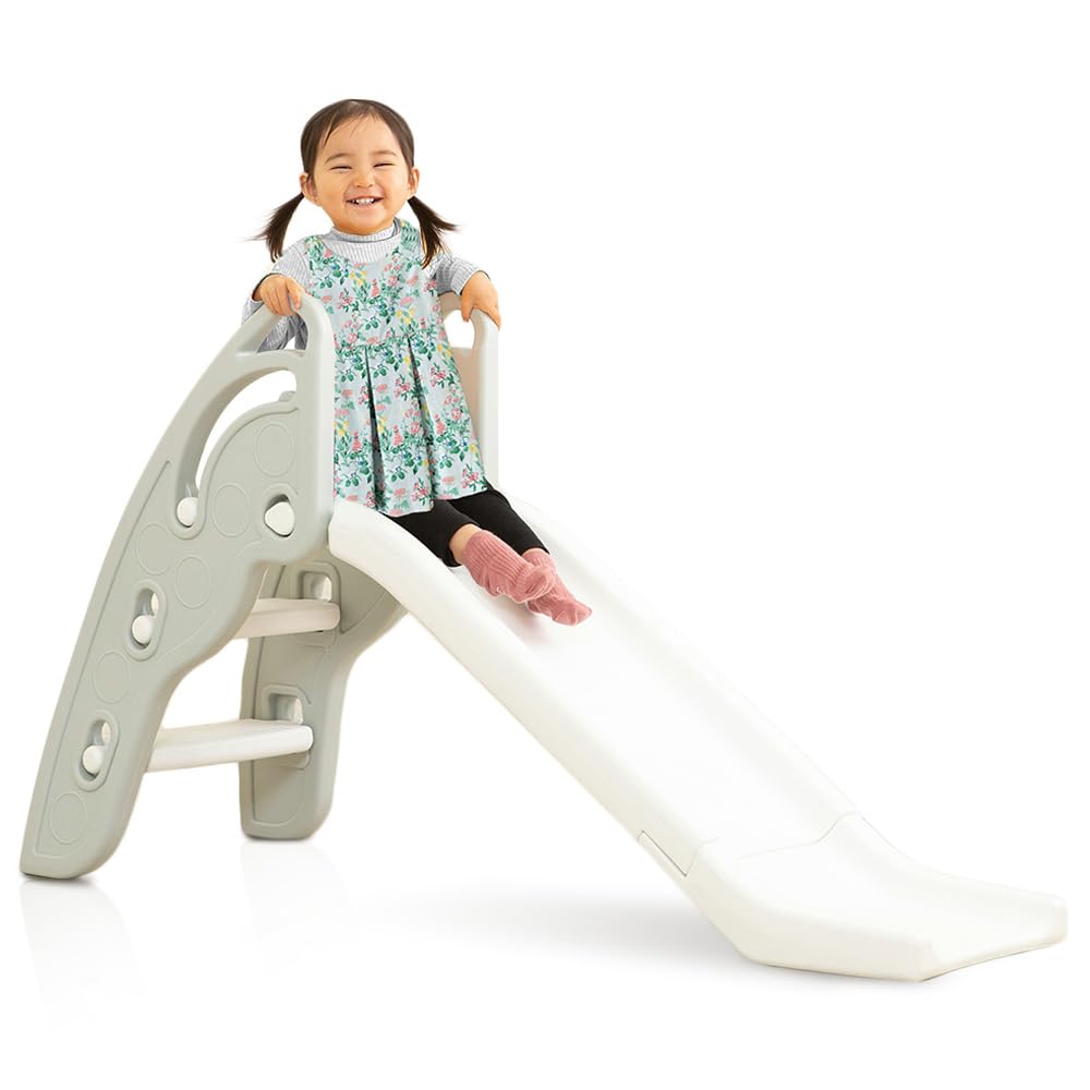 Iris Plaza Folding Slide, Kids Slider, Indoor Use, Safe and Sturdy, Dimensions: Approx. 18.5" W X 5.7" D X 30.2" H, White X Gray, PZ90112 [Used]