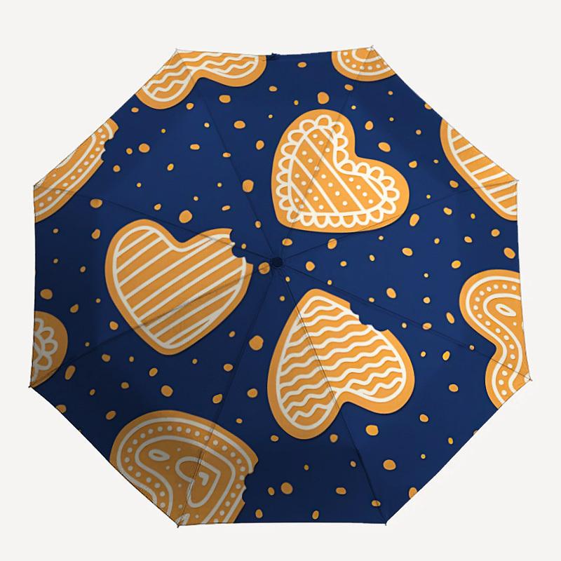 

1pc Gingerbread Cookies Pattern Automatic Open/Close Umbrella, Compact Travel Umbrella, 8-Rib Sturdy Frame - Ideal Gift for Friends yy251118106