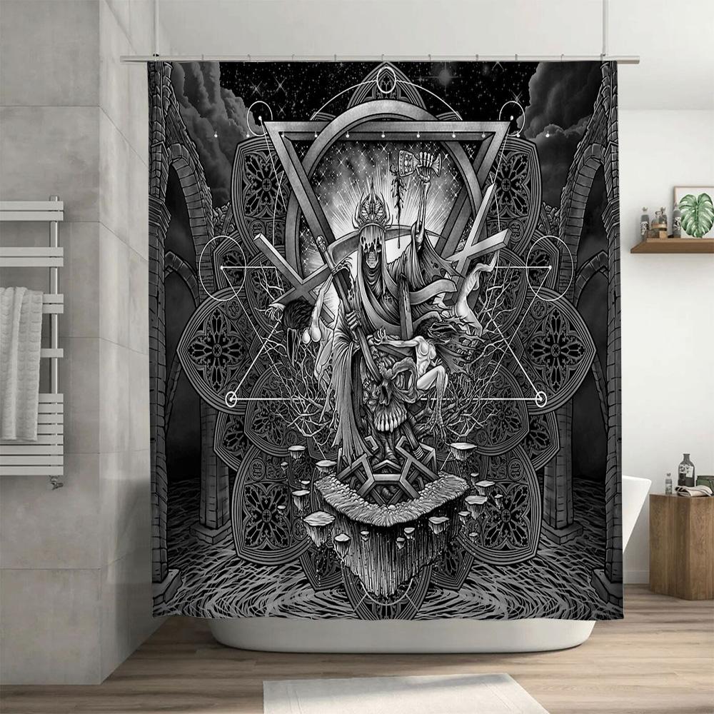 Gothic Horror Shower Curtain Dark Fantasy Tapestry Wall Hanging Halloween Decor Spooky Macabre Art Home Decor Room Divider