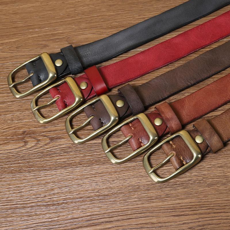Belt Men's Retro Pure Cowhide Jeans Belt Male Student Fashion Leather Pin Buckle All-Matching Female Universal