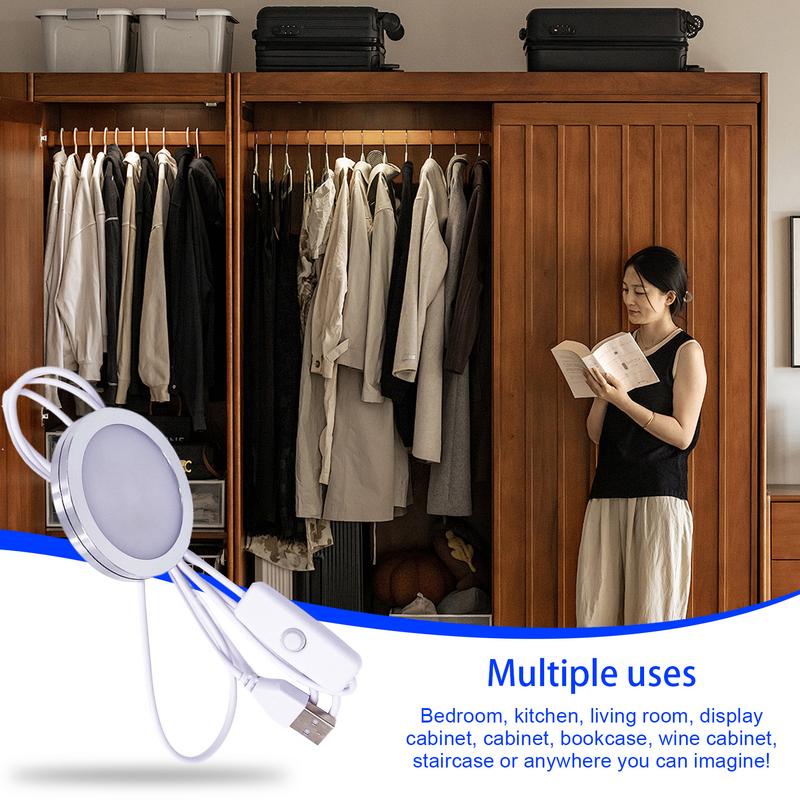 LED Puck Lights USB Aluminum Shell Cabinet Light Novelty Lighting Under-Counter Wall Lamp Fixtures For Bedroom Kitchen Living