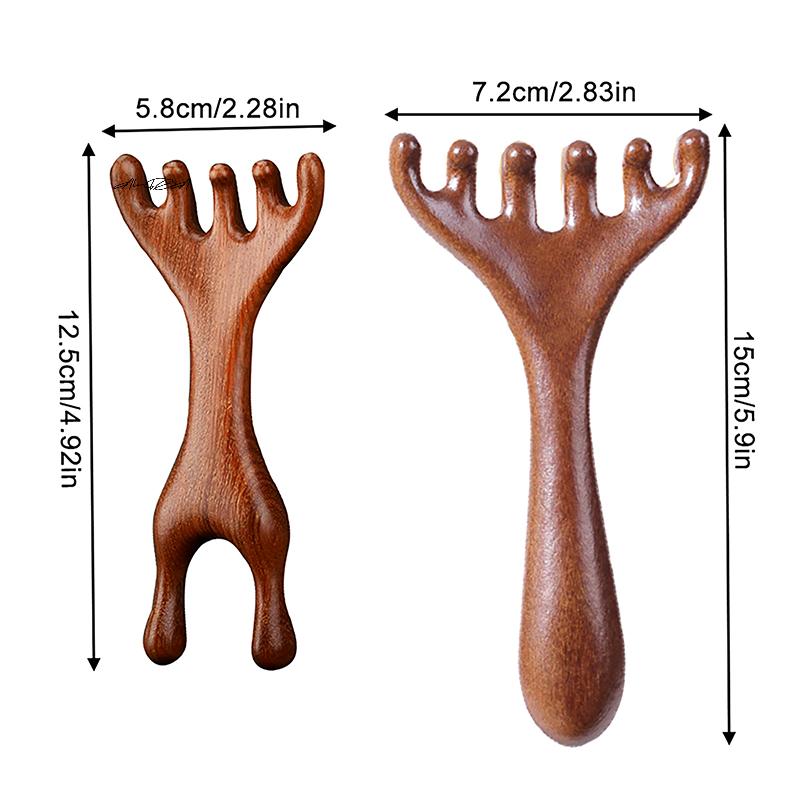 Sandalwood Deer Antlers Wide Tooth Comb Meridians Dredging Facial Massage Gua Sha Scalp Massager for Relaxation And Hair Care