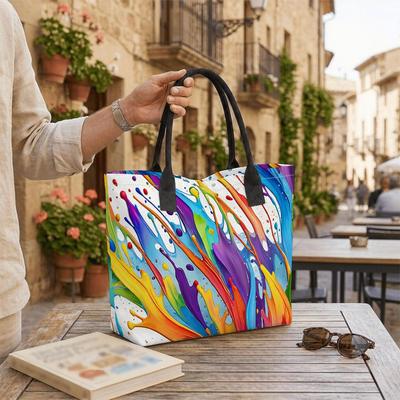  Colorful Paint Print Large Tote Bag Fashion Casual Shoulder Handbag for Daily Use