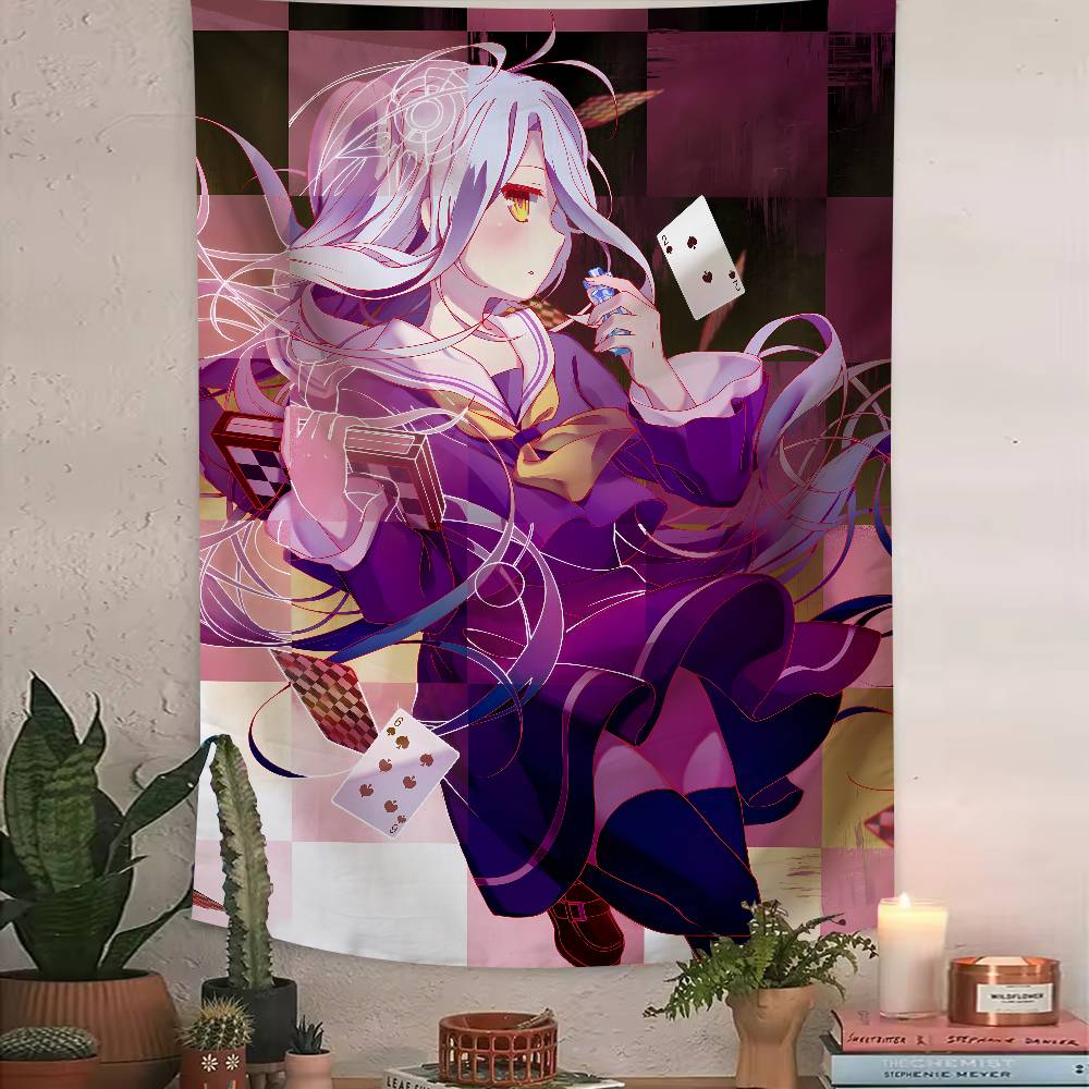 Anime No Game No Life Tapestry Bohemian Tarot Hippie Wall Hanging Dorm Kawaii Shiro Girl LARGE Wall Art for Bedroom Living Room