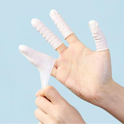 Einweg-Fingerspitzen-Schutzhandschuhe, durchsichtig, Akne-Stickerei, rutschfest, antistatisch, Latex-Fingerlinge, langlebiges Werkzeug