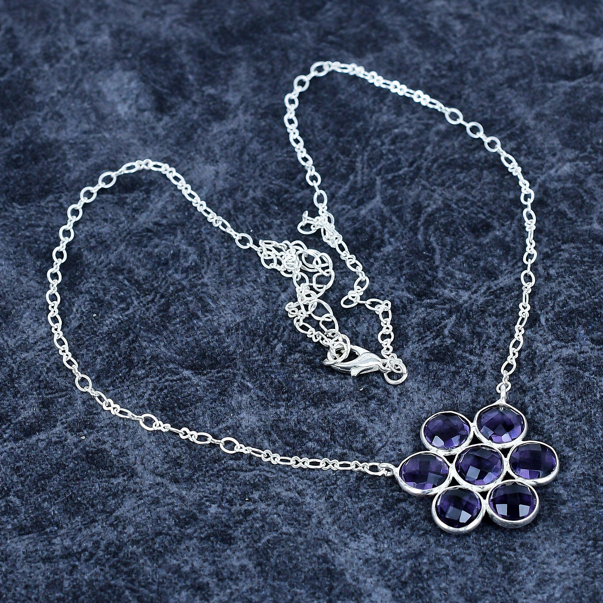 

Amethyst Gemstone Handmade 925 Sterling Silver Jewelry Necklace 22 M-3190