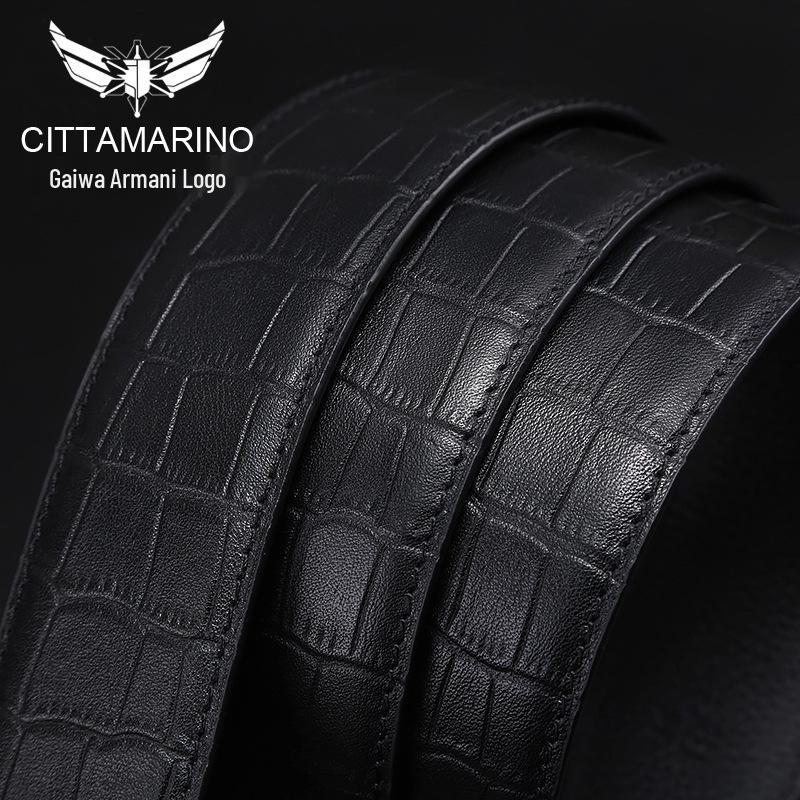 Curea din piele pentru bărbați cu logo Armani autentic și cataramă automată, piele de vacă strat superior, ținută casual