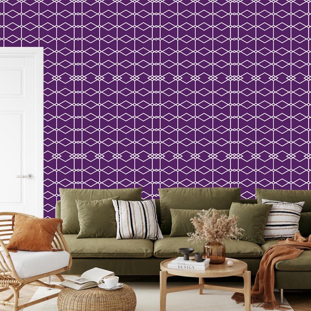 Wallpaper Geometric Pattern Purple and Plum for Living Room and Bedroom 50x1000