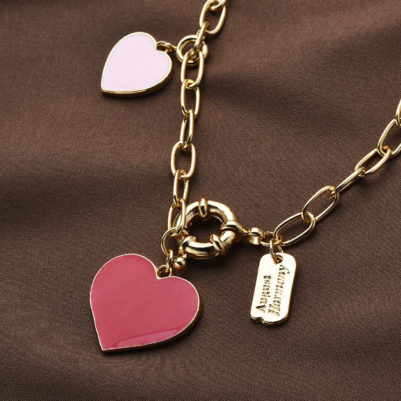Pendant Luxurious Heart Titanium Steel Necklace Contemporary Key Heart Style Collarbone Chain For Unisex