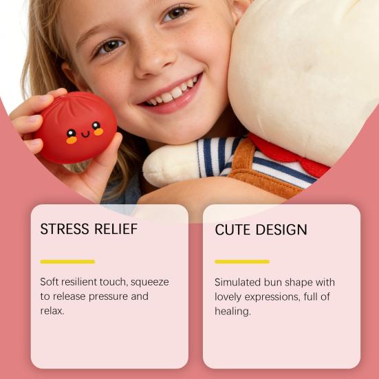 Cartoon-Ausdruck Dampfbrötchen Spielzeug Stressabbau Mini-Knödel Quetsch-Sensorikspielzeug Weicher Stressball Simulierte Teigkugel Fidget-Spielzeug