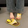 Casual vacation retro slope heel flip-flops women's summer wear 2025 new with skirt heightening cool slippers