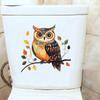 Self-adhesive Waterproof Cartoon Owl On Branch Toilet Wall Stickers for Bathroom Home Decor